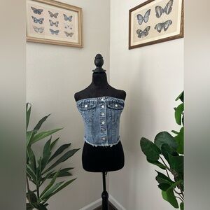 Button up denim corset top